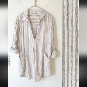 Free People Striped Tunic in Cream and Tan